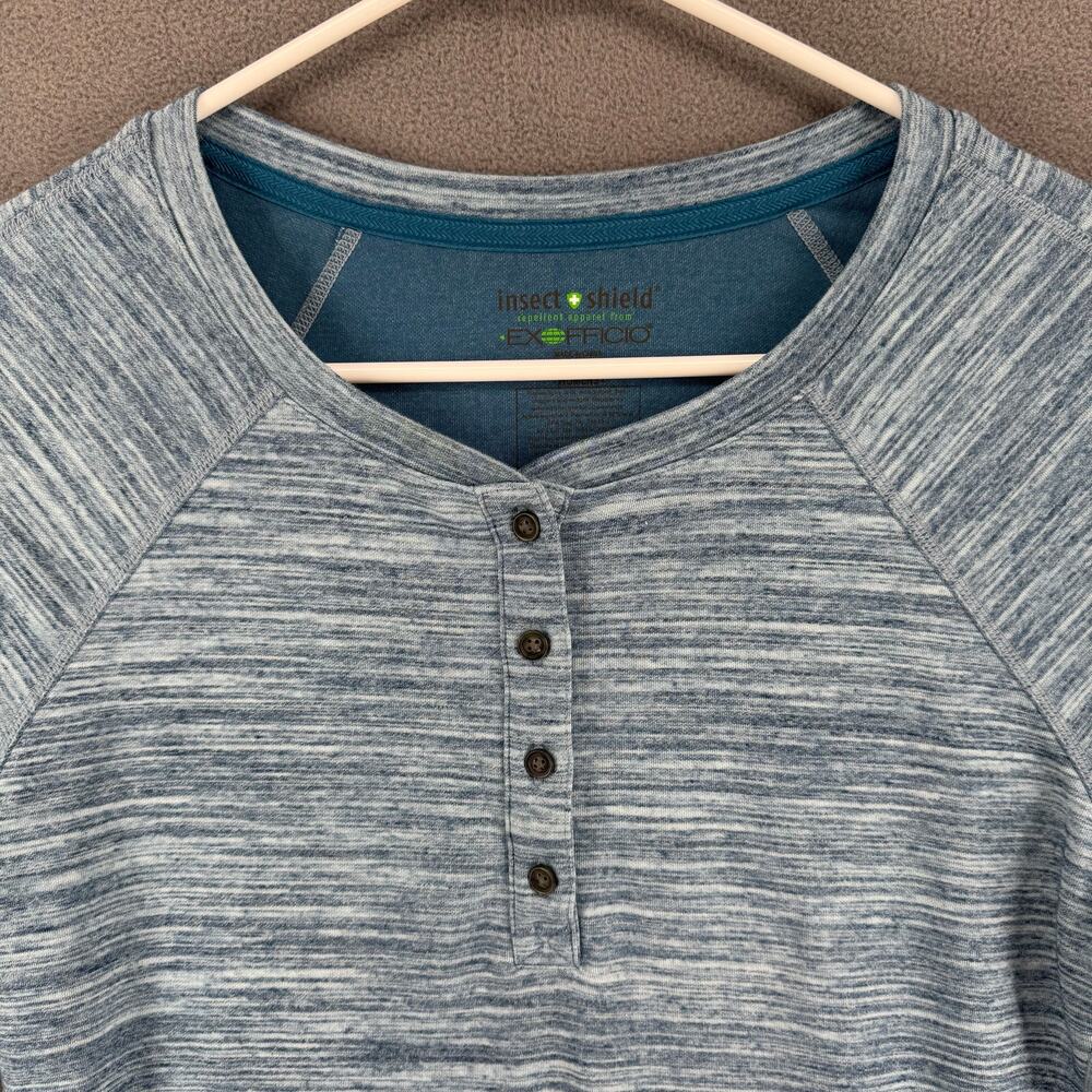 Exofficio Inset Shield Long Sleeve Base Layer Shirt Womens M Blue Outdoor Hiking - Picture 5 of 15